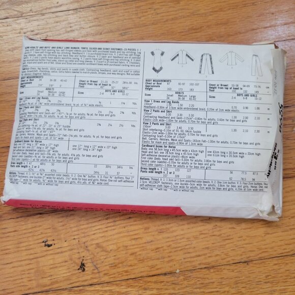 Simplicity 5298 Lone Ranger Costume Sewing Pattern 10-12 Boys Girls Youth - Picture 4 of 5